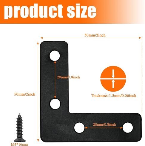 Waziaqoc Black Flat L Corner Braces in Saudi Arabia