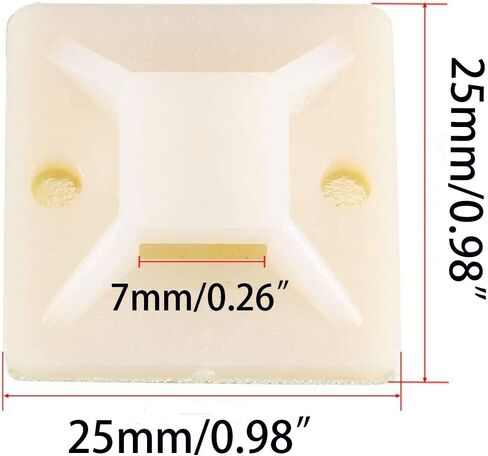 L-A 25x25mm Square Self Adhesive Cable Tie Mount Base Holder 5mm Cable Tie Wire Rope Tube Management （100 Pcs） in Saudi Arabia