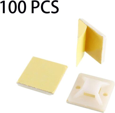 L-A 25x25mm Square Self Adhesive Cable Tie Mount Base Holder 5mm Cable Tie Wire Rope Tube Management （100 Pcs） in Saudi Arabia