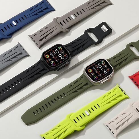 حزام Hamile الرياضي متوافق مع Apple Watch Ultra 2 /Ultra Bands، يناسب أحزمة ساعة Apple للرجال 49 مم 46 مم 45 مم 44 مم 42 مم، أشرطة مقاومة للماء من السيليكون الناعم لسلسلة iWatch 10 9 8 7 6 5 4 3 2 1 SE in Kuwait