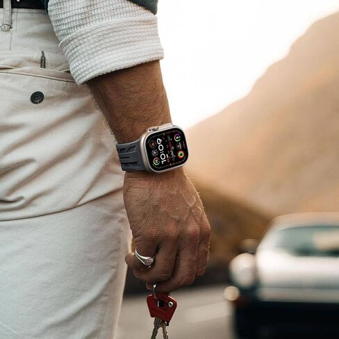 حزام Hamile الرياضي متوافق مع Apple Watch Ultra 2 /Ultra Bands، يناسب أحزمة ساعة Apple للرجال 49 مم 46 مم 45 مم 44 مم 42 مم، أشرطة مقاومة للماء من السيليكون الناعم لسلسلة iWatch 10 9 8 7 6 5 4 3 2 1 SE in Kuwait