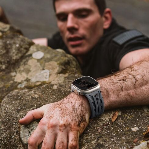 حزام Hamile الرياضي متوافق مع Apple Watch Ultra 2 /Ultra Bands، يناسب أحزمة ساعة Apple للرجال 49 مم 46 مم 45 مم 44 مم 42 مم، أشرطة مقاومة للماء من السيليكون الناعم لسلسلة iWatch 10 9 8 7 6 5 4 3 2 1 SE in Kuwait