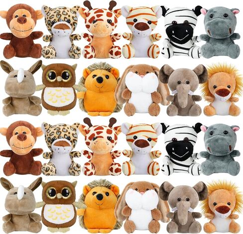Arrozon 12 Pcs Small Stuffed Animals Bulk, Mini Stuffed Forest Animals for Kids, 4 Inch Jungle Cute Plush Animals, for Animal Theme Party and Baby Shower Decor in Kuwait