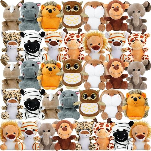 Arrozon 12 Pcs Small Stuffed Animals Bulk, Mini Stuffed Forest Animals for Kids, 4 Inch Jungle Cute Plush Animals, for Animal Theme Party and Baby Shower Decor in Kuwait