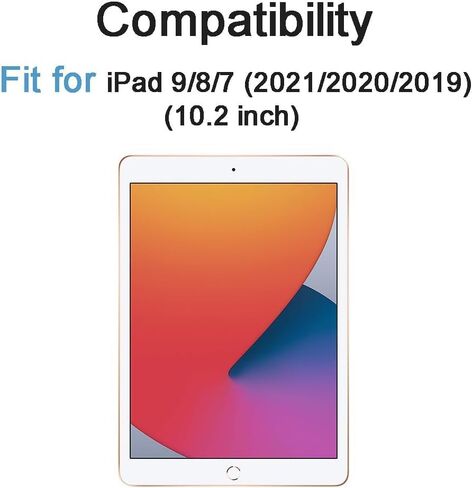 واقي شاشة لجهاز Apple iPad 9th 8th 7th Generation (10.2 بوصة، iPad 9/8/7، 2021&2020&2019) زجاج مقسى، صلابة 9H مضادة للخدش، خالية من الفقاعات، سهلة التركيب. (عبوة واحدة) in Saudi Arabia