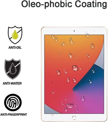 واقي شاشة لجهاز Apple iPad 9th 8th 7th Generation (10.2 بوصة، iPad 9/8/7، 2021&2020&2019) زجاج مقسى، صلابة 9H مضادة للخدش، خالية من الفقاعات، سهلة التركيب. (عبوة واحدة) in Saudi Arabia