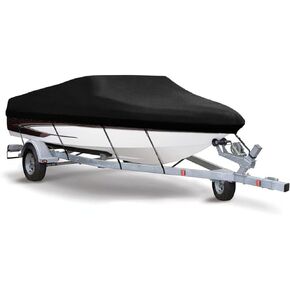 Epicover 210D Boat Cover, Heavy Duty Waterproof Trailerable Boat Cover for V-Hull, TRI-Hull, Runabout Boat, Pro-Style Bass Boats, Fits up to 17-19ft Long and 96 in Wide
