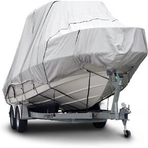 Budge B-621-X6 600 Denier Hard/T-Top Boat Cover Gray 20'-22' Long (Beam Width Up to 106") Waterproof, UV Resistant