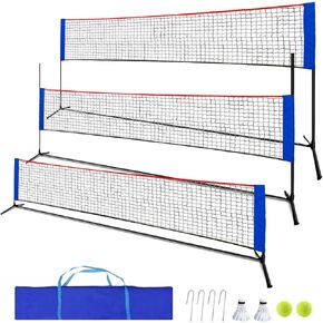 Kapler Badminton Net Portable Tennis Pickleball Net, Height Adjustable Nets for Volleyball/Soccer,Easy Assemble Beach Tennis Net for Kids Indoor Outdoor Driveway Backyard Practice with Balls