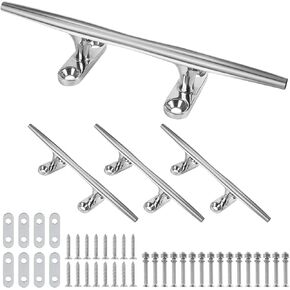 Boat Cleat 6 Inch 316 Stainless Steel, Dock Cleat 8 Inch Heavy Duty Open Base Include Screws, Boat Dock Cleats 10 Inch with Backing Plate for Boats, Kayak, Marine, Deck and Decor(2,4,6 Pack)