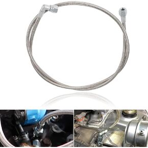 Steel Braided Turbo Oil Feed Line 60" Length -4AN 90 degree straight Hose End Pressure Stainless Remote Turbocharger Sensor Teflon Lined Core 4 AN 551871