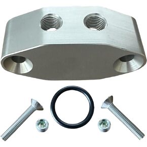 ICT Billet LS Twin Turbo Dual 1/8" NPT Oil Feed Line Adapter Plate LS1 LSX kit Port LS3 Billet Plate Supply Pressure Sensor Cover LS3 LS2 LS6 LQ4 LQ9 L92 L33 L99 LR4 551666