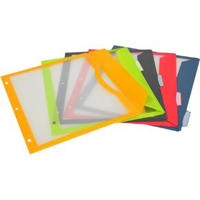 C-Line 5-Tab Binder Pockets with Write-On Index Tabs, Assorted Colors, 8.5 x 11 Inches, 5 Pockets per Set (06650)