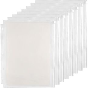 YoeeJob 3 Holes Clear PVC Zipper Binder Pocket Insert Pages Letter Size, 8 1/2"x 11 Loose Leaf Binder Filing Storage Bags 8 Packs in Kuwait