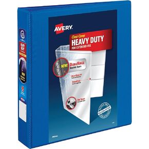 Avery Heavy Duty View 3 Ring Binder, 1.5" One Touch Slant Ring, Holds 8.5" x 11" Paper, 1 Pacific Blue Binder (79722)