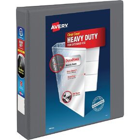حافظة Avery شديدة التحمل مكونة من 3 حلقات، غطاء قابل للتخصيص، حلقات مائلة مقاس 1.5 بوصة، 1 حافظة رمادية (79866)