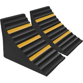 2 Pack Rubber Wheel Chock, Heavy Duty Wheel Chocks with Curved, 9.8" L x 6.3" W x 7.5" H Durable Solid, Non-Slip RV Wheel Chocks for Car, Truck, Camper (Black)