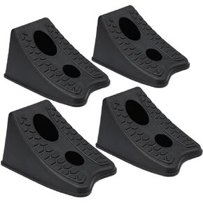 TONDA Wheel Chocks, Heavy Duty Wheel Wedge for Car, Travel Trailer, RV - 8"×4.7"×4.7" - 4 Pack, Black