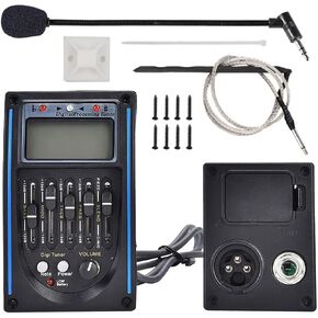 TUOREN Acoustic Guitar Preamp Pickup Tuner 5 Band PRENER-PM Equalizer Pickup Tuner Piezo Pickup Set with Mic LCD Display