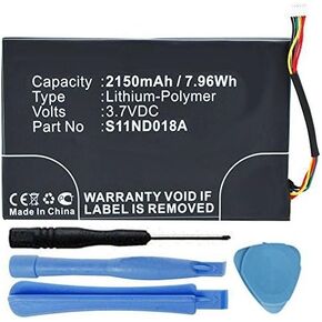 High Capacity 2150mAh MLP305787 S11ND018A Battery Replacement Compatible with Barnes & Noble Nook Simple Touch BNRV300 BNTV350 6" eReader with Installation Tools