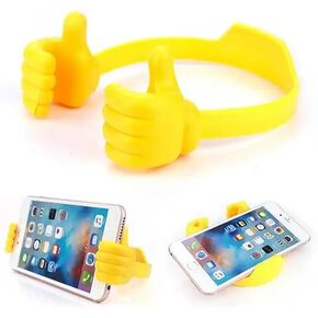 Universal Thumbs Up Cell Phone Holder, Flexible Cell Phone Stand for Tablet Holder,for iPhone iPad Samsung and More (Yellow)