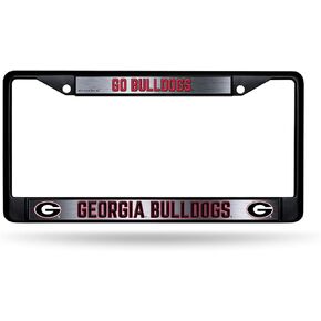 University of Georgia Bulldogs Premium Black Long Lasting Zinc Alloy NCAA License Plate Frame – 2 Screw Tag Holder with Highlighted Team Pride and Team Cheer - Complements Any Color of Truck, SUV, Car