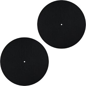 2pcs Record Player Mat, 12 Inch Anti-Slip & Anti-Static Felt Record Pad Turntable Slipmat Wool Turntable Platter Mat Record Player Protective Mat for Home Record Players (Black)