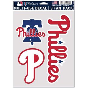 Wincraft MLB Philadelphia Phillies Decal Multi Use Fan 3 Pack, Team Colors, One Size