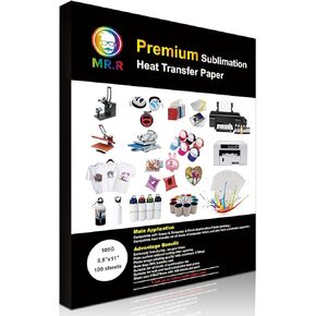 MR.R Premium Sublimation Heat Transfer Paper for Epson and Sawgrass,105gsm 8.5"x11" 100 sheets USA Letter Size per pack