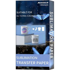 MAIKESUB Sublimation Paper Heat Transfer Paper  8.3x11.7 Inch 100 Sheets for Any Inkjet Printer which Match Sublimation Ink for DIY Unique Gifts for Mug T-Shirt Light Fabric Compatible