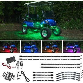 LEDGlow 12pc Million Color LED 4-Seater Golf Cart Underglow Accent Neon Lighting Kit with Wheel Well & Interior Lights for EZGO Yamaha Club Car - Fits 12-Volt Battery - Water Resistant