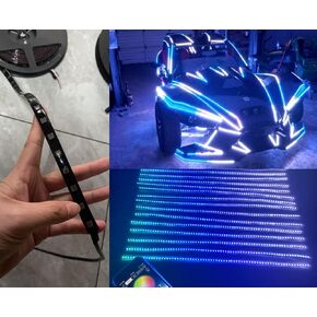 IP65 Tinted/Smoked LEDs/Black Out PCB Strip 12PCS 6.5FT 78" 2Meters Dream Color Chasing Flow Illuminated Light Strips for Polaris Slingshot