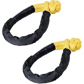 Astra Depot 2pcs Black 1/2" Synthetic Soft Rope Shackle Off Road Recovery Rope 38,000lb for Sailing SUV ATV UTV 4X4 Towing Truck Climbing Boating Water Craft