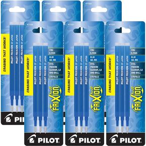 Pilot Gel Ink Refills for FriXion Erasable Gel Ink Pen, Fine Point, Blue Ink, 6 Packs total of 18 refills (77331)