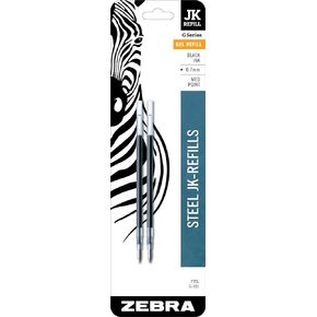 G-Series Stainless Steel Gel Ink Pen JK-Refill, Medium Point, 0.7mm, Black Ink, 2-Pack