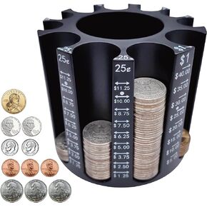 Coin Sorter Pen Holder Change Counter Pencil Holder as Desk Organizer, Coin Counter Machine Change holder Store 540pcs, Coin Organizer Coin Wrappers Coin Bank, Easy to Use & Accurate as a Gift