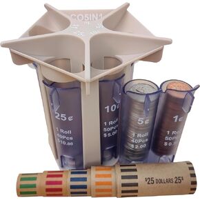 Coin Sorter Tube Coin Counter with Coin Wrappers, Change Sorter Change Counter Machine, Coin Organizer Coin Holder Coin Roller, Empty your Piggy Bank & Coin Bank Quick & Easy, Accurate & Simple