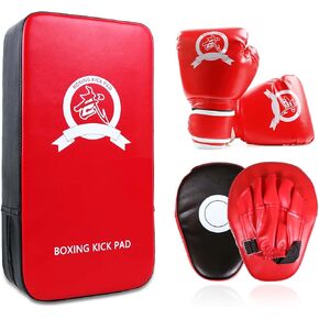 SEISSO Kickboxing Gloves Boxing Kick Pads Punching Mitts Set for Taekwondo Karate Training Target Focus Muay Thai Pads Punch Kicking Strike MMA Martial Art for Kids Adults