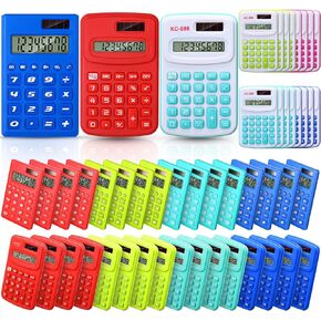 48 Pcs Pocket Calculator Small Basic Standard Calculator Mini Colored 8 Digit Handheld 4 Function Calculator for Students Kids School Teacher Desktop Home Office, 3 Designs