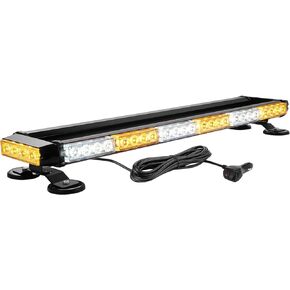 Rooftop Safety Flashing 56 LED Amber White Emergency Light Bar for Construction Vehicles Tow Trucks Snow Plows, Strong Magnetic Strobe Beacon Lights
