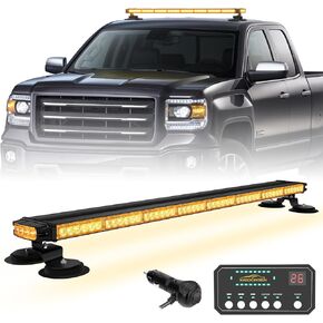 XRIDONSEN 37" 104 LED Roof Top Strobe Light Bar Amber White Emergency Traffic Advisor Lights Double Side Warning Safety Flashing w/Magnetic Mount for Construction Vehicles Plow Trucks Pickup Wrecker