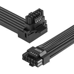 CERRXIAN 2.3FT ATX3.0 12VHPWR 90 Degree Power Cable,PCI-e 5.0 12VHPWR ATX3.0 600W 16 Pin Up Angled Male to Male High Current Power Cable,for Nvidia 4000 Series and RTX 3000 FE GPU(A-2.3FT)