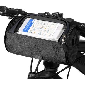 Bike Handlebar Bag, Waterproof Bicycle Front Storage Bag, Bike Phone Holder Accessories, Transparent Pouch Touch Screen with Removable Shoulder Strap for Dirt Bikes, Road Bikes, Mountain Bikes