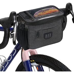 Bike Handlebar Bag Bicycle Front Bag Shoulder Bag Storage Bag with Shoulder Strap for Road Mountain Bike Cycling Travel -Black