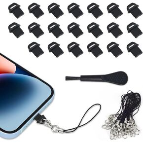 20 Pcs USB C Dust Plugs Port Covers for Samsung Galaxy S24 S23-S20, MacBook, Google Pixel Moto G TCL UMIDIGI OnePlus & Type C Port, Easy-Grip Tab