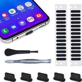 iPhone Speaker Cover Protector Dustproof Speaker Mesh Adhesive Stickers, 5PCS Anti Dust Plugs for iPhone 14/14 Pro Max, iPhone 13/13 Pro/12/12 Mini/12 Pro Max, Anti Dust Kit with Tweezers