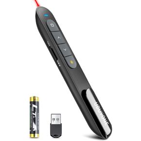 UBUYONE Wireless Presenter Remote Presentation Pointer Clicker with Hyperlink & Volume Control USB PowerPoint Slide Advancer
