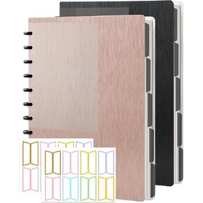 دفتر ملاحظات Discbound قابل للتخصيص، دفتر يوميات حلزوني قابل لإعادة الملء، 5 موضوعات مع صفحات قابلة للإزالة، 120 مخطط قرص واسع مع 6 فواصل و16 علامة تبويب لمدرسة اجتماعات العمل، ذهبي وردي in Kuwait
