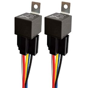 Gebildet JD1914 12V 40A Car Relay with Harness Sockets, 5 Pin SPDT Relay with Color-Labeled Wires for Automotive Truck Van Motorcycle Boat (Pack of 2)