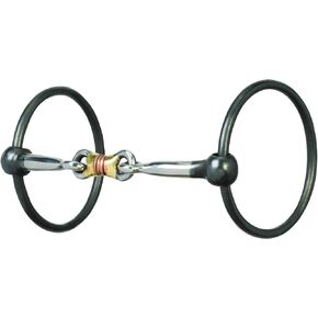 Weaver Leather Ring Snaffle Bit, Black Steel, 5